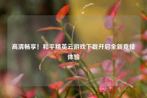 高清畅享！和平精英云游戏下载开启全新竞技体验
