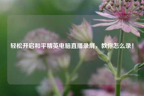 轻松开启和平精英电脑直播录屏，教你怎么录！