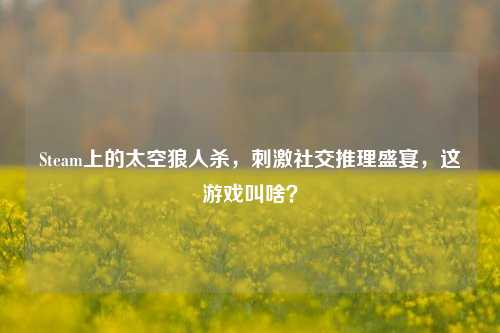 Steam上的太空狼人杀，刺激社交推理盛宴，这游戏叫啥？