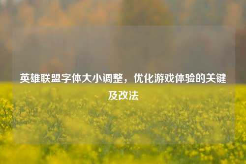 英雄联盟字体大小调整，优化游戏体验的关键及改法