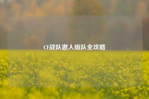 CF战队邀人组队全攻略