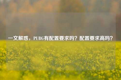 一文解惑，PUBG有配置要求吗？配置要求高吗？
