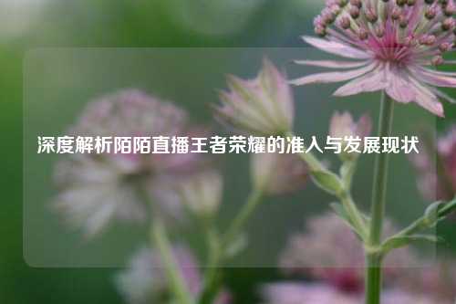 深度解析陌陌直播王者荣耀的准入与发展现状