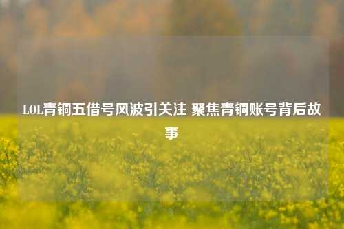 LOL青铜五借号风波引关注 聚焦青铜账号背后故事