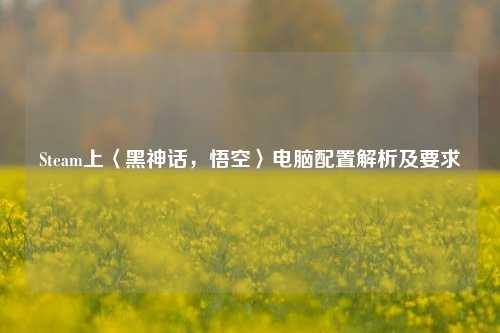 Steam上〈黑神话，悟空〉电脑配置解析及要求