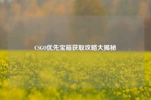 CSGO优先宝箱获取攻略大揭秘