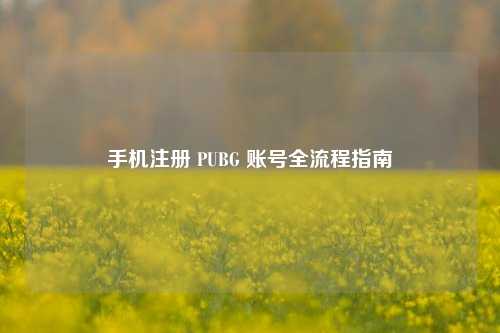手机注册 PUBG 账号全流程指南