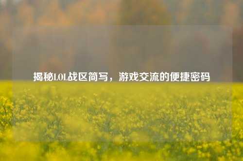 揭秘LOL战区简写，游戏交流的便捷密码