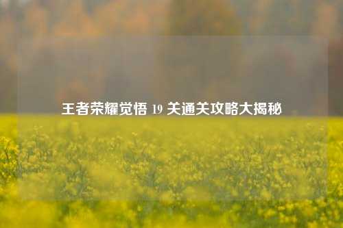 王者荣耀觉悟 19 关通关攻略大揭秘