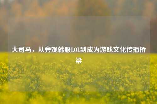 大司马,从旁观韩服LOL到成为游戏文化传播桥梁