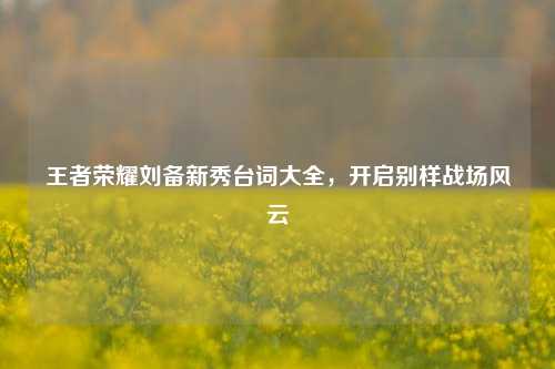 王者荣耀刘备新秀台词大全，开启别样战场风云
