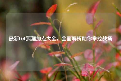 最新LOL狐狸加点大全，全面解析助你掌控战场
