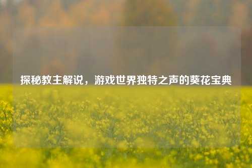 探秘教主解说，游戏世界独特之声的葵花宝典