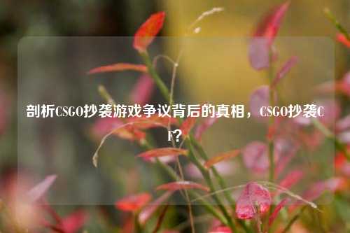 剖析CSGO抄袭游戏争议背后的真相，CSGO抄袭CF？