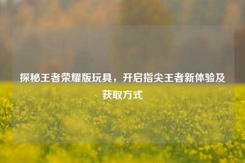 探秘王者荣耀版玩具，开启指尖王者新体验及获取方式
