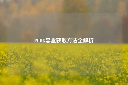 PUBG黑盒获取方法全解析