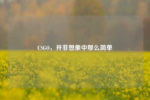 CSGO，并非想象中那么简单
