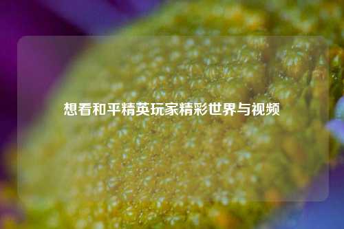 想看和平精英玩家精彩世界与视频