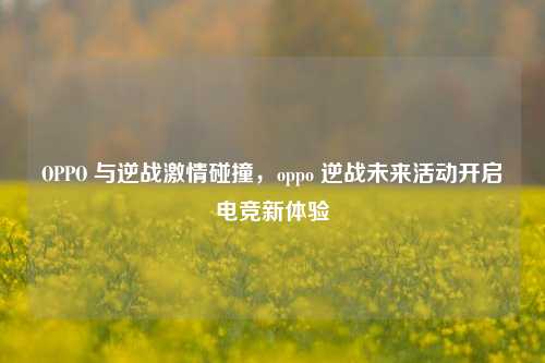 OPPO 与逆战激情碰撞，oppo 逆战未来活动开启电竞新体验