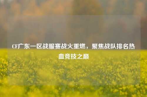 CF广东一区战服赛战火重燃,聚焦战队排名热血竞技之巅