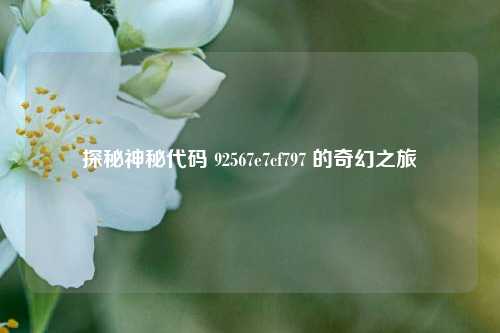 探秘神秘代码 92567e7cf797 的奇幻之旅