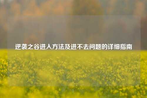 逆袭之谷进入方法及进不去问题的详细指南