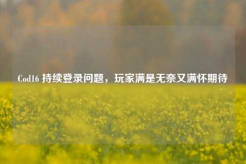 Cod16 持续登录问题，玩家满是无奈又满怀期待