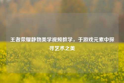 王者荣耀静物美学视频教学，于游戏元素中探寻艺术之美