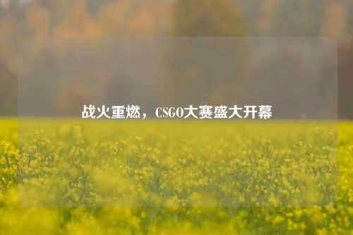 战火重燃，CSGO大赛盛大开幕