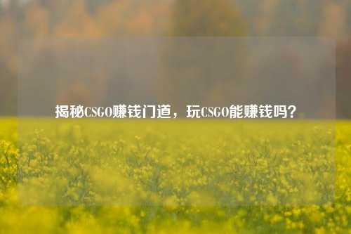 揭秘CSGO赚钱门道，玩CSGO能赚钱吗？