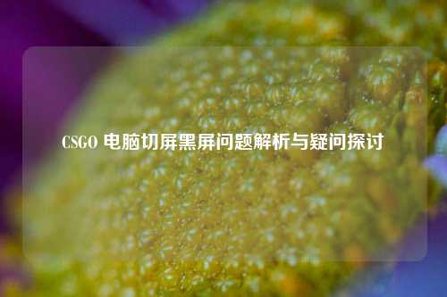 CSGO 电脑切屏黑屏问题解析与疑问探讨