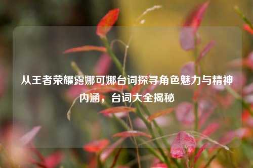 从王者荣耀露娜可娜台词探寻角色魅力与精神内涵，台词大全揭秘