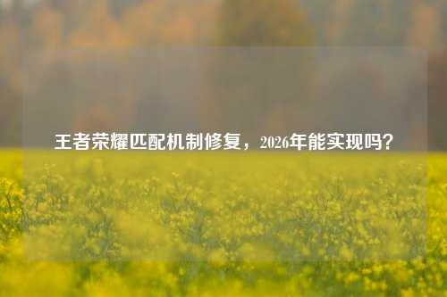 王者荣耀匹配机制修复，2026年能实现吗？