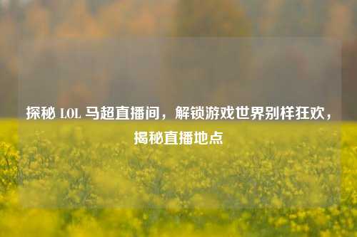 探秘 LOL 马超直播间，解锁游戏世界别样狂欢，揭秘直播地点