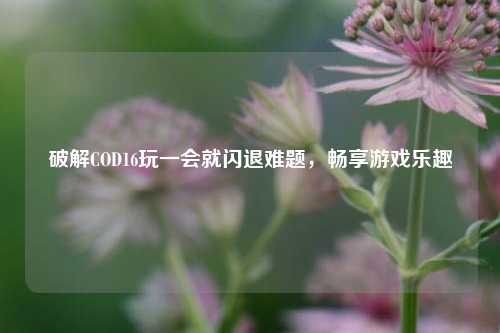 破解COD16玩一会就闪退难题，畅享游戏乐趣