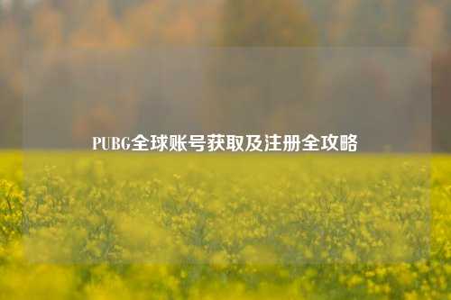 PUBG全球账号获取及注册全攻略