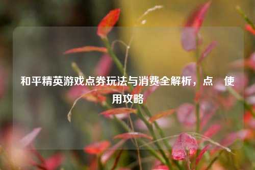 和平精英游戏点券玩法与消费全解析，点劵使用攻略