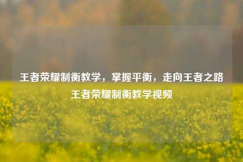 王者荣耀制衡教学，掌握平衡，走向王者之路王者荣耀制衡教学视频