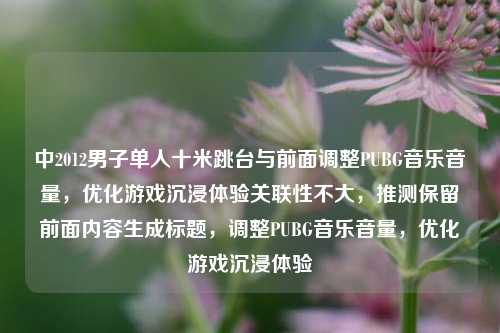 中2012男子单人十米跳台与前面调整PUBG音乐音量,优化游戏沉浸体验关联性不大,推测保留前面内容生成标题,调整PUBG音乐音量,优化游戏沉浸体验