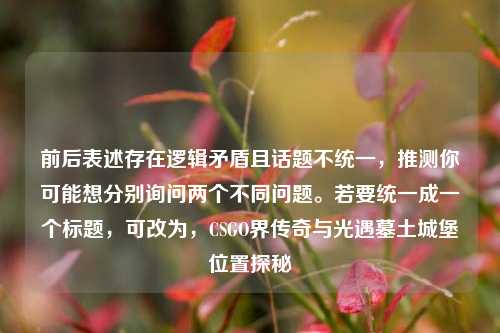 前后表述存在逻辑矛盾且话题不统一，推测你可能想分别询问两个不同问题。若要统一成一个标题，可改为，CSGO界传奇与光遇墓土城堡位置探秘