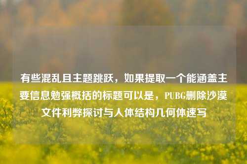 有些混乱且主题跳跃，如果提取一个能涵盖主要信息勉强概括的标题可以是，PUBG删除沙漠文件利弊探讨与人体结构几何体速写
