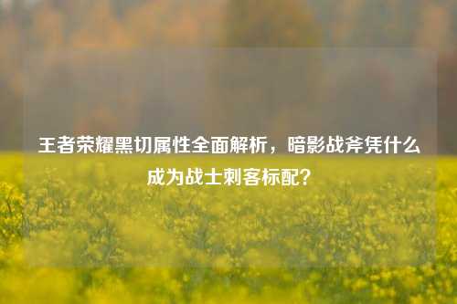 王者荣耀黑切属性全面解析，暗影战斧凭什么成为战士刺客标配？