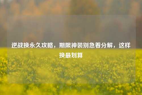 逆战换永久攻略，期限神装别急着分解，这样换最划算