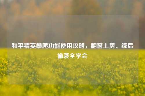 和平精英攀爬功能使用攻略，翻窗上房、绕后偷袭全学会