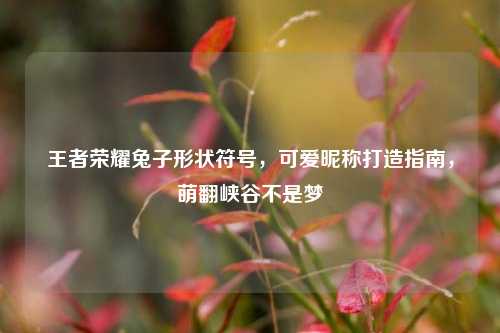 王者荣耀兔子形状符号，可爱昵称打造指南，萌翻峡谷不是梦