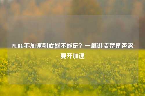 PUBG不加速到底能不能玩？一篇讲清楚是否需要开加速