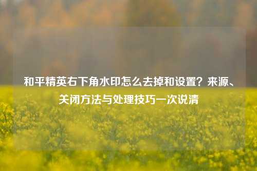 和平精英右下角水印怎么去掉和设置？来源、关闭方法与处理技巧一次说清