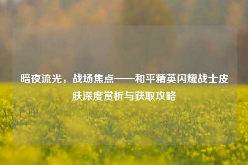 暗夜流光，战场焦点——和平精英闪耀战士皮肤深度赏析与获取攻略