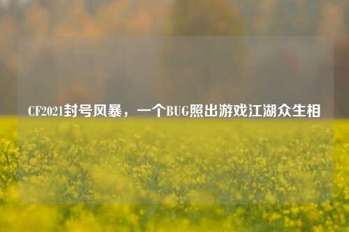 CF2021封号风暴，一个BUG照出游戏江湖众生相