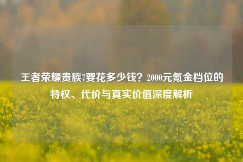 王者荣耀贵族7要花多少钱？2000元氪金档位的特权、代价与真实价值深度解析